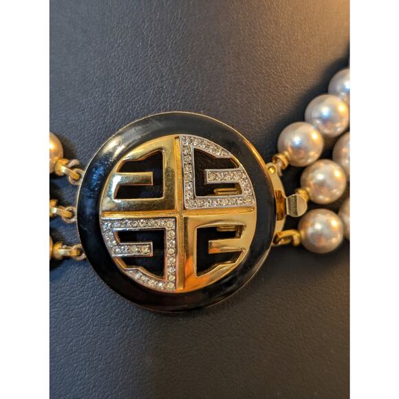 Vintage Designer Givenchy Bijoux Multi Strand Silver Gray Faux Pearl Necklace - Picture 6 of 15